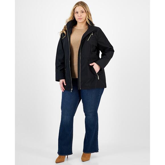 Michael Kors Hooded Water Resistant Anorak Coat - Plus 1x Black - Picture 1 of 2